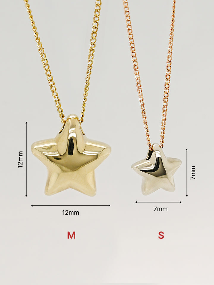 14K Solid Gold Star Golden Layer Necklace