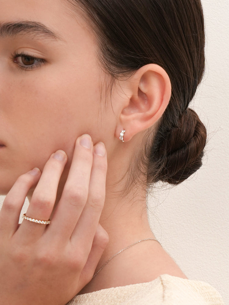 14K 18K Solid Gold Lab Diamond Eternity Tennis Cartilage Hoop Earring