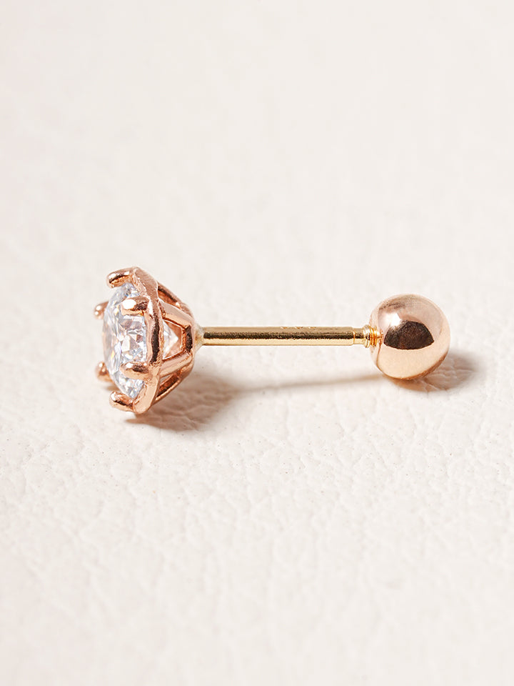 14K Solid Gold Lab Diamond Grace Cartilage Earring 20G18G16G