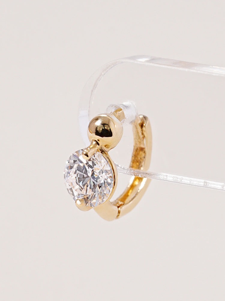 14K 18K Solid Gold Lab Diamond Mini Rediant Cartilage Hoop Earring