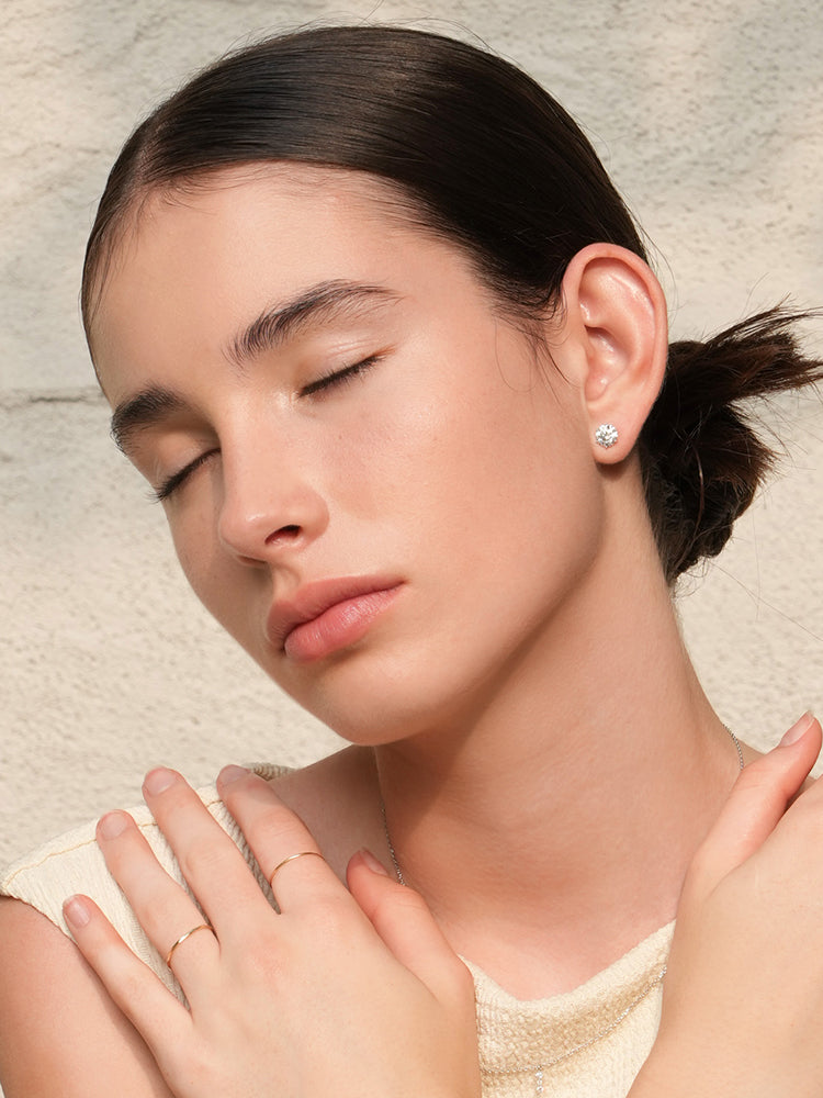 14K Solid Gold Lab Diamond Shine Classic Cartilage Earring 20G