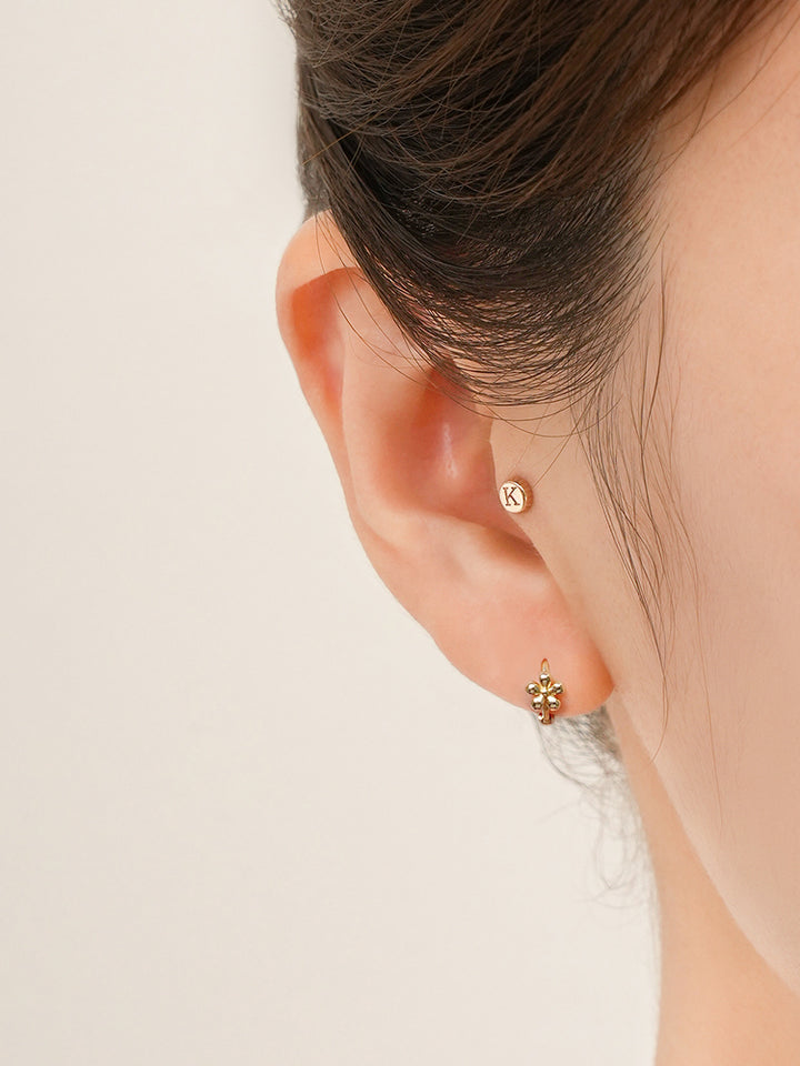 14K 18K Mini Flower Bloom Cartilage Hoop Earring