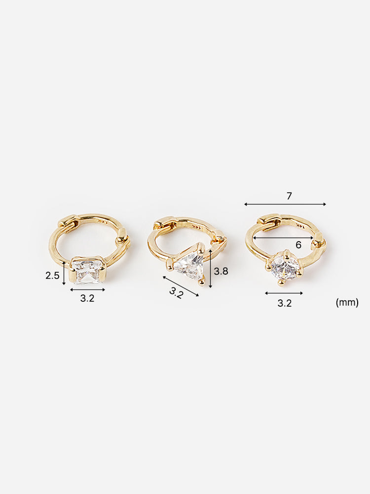 14K Solid Gold Mini Point Cubic Cartilage Hoop Earring