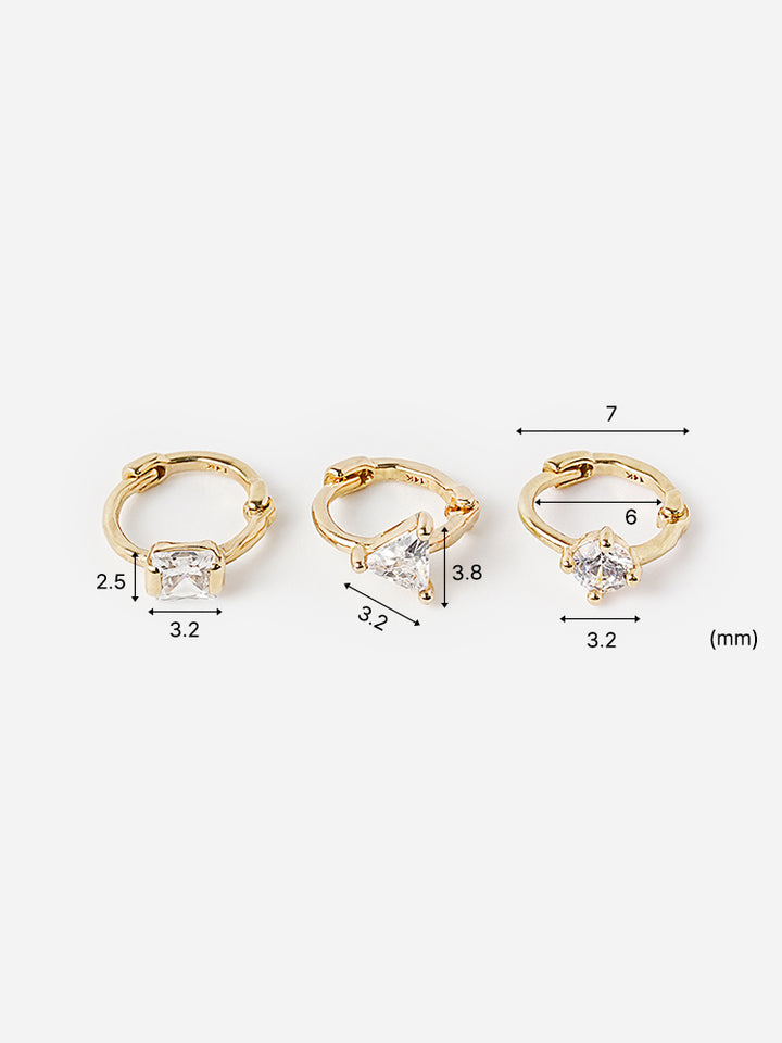 14K Solid Gold Mini Point Cubic Cartilage Hoop Earring