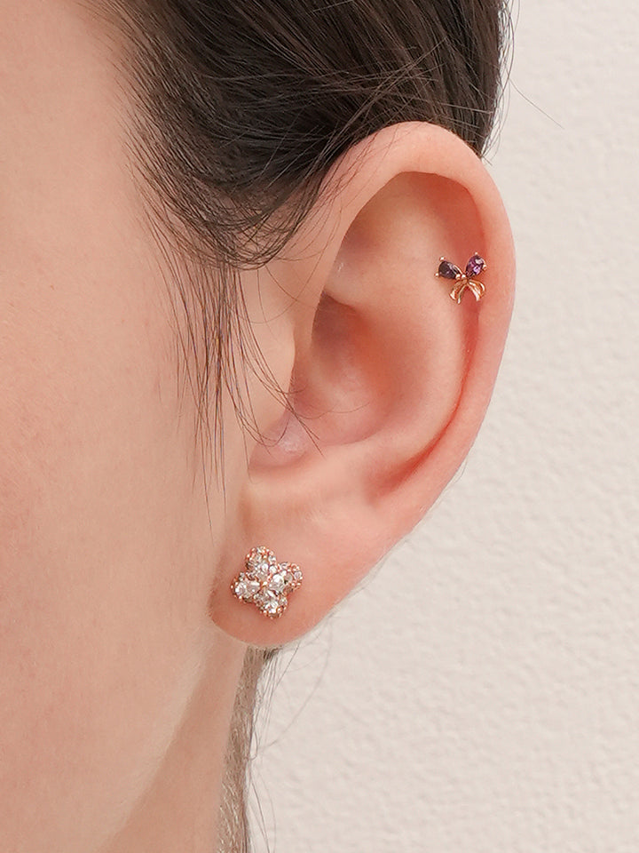 14K Gold Moonlight Ribbon Cartilage Earring 18G16G