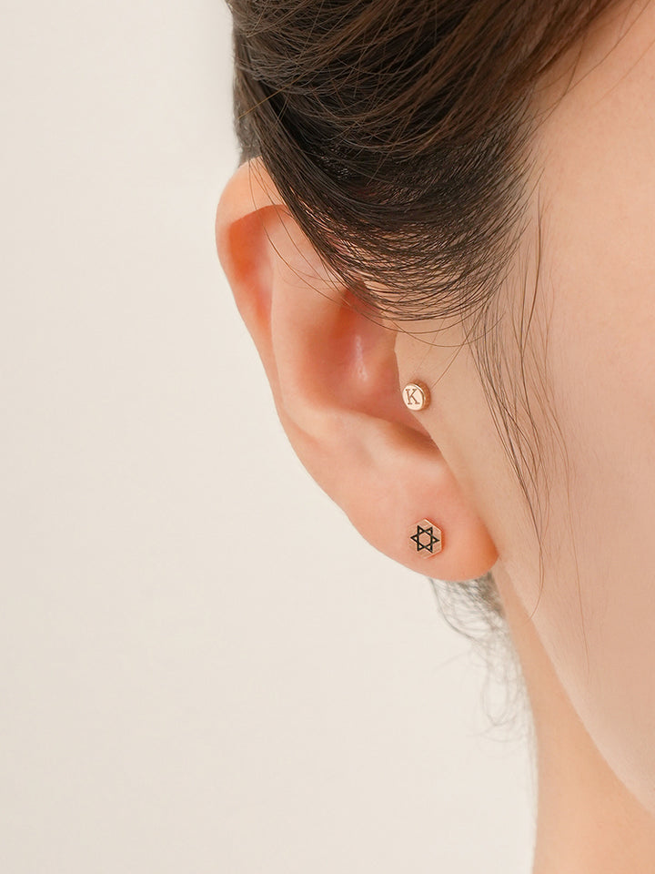 14K Gold My Letter Initial Cartilage Earring 18G