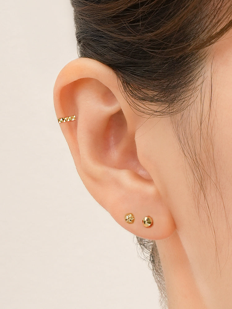 14K Solid Gold Shining Hexagonal Cutting Cartilage Earring 20G