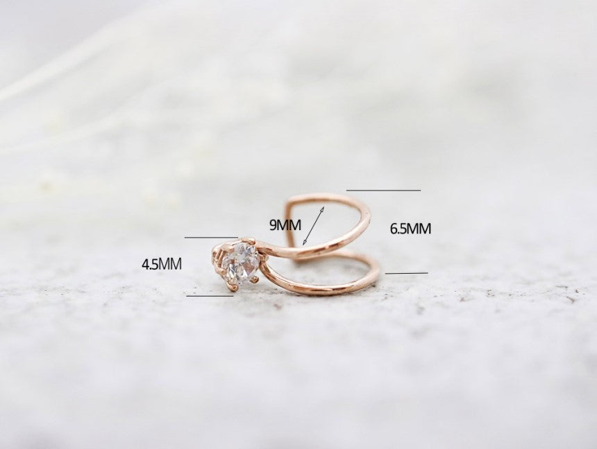 14K Gold Simple CZ Ear Cuff