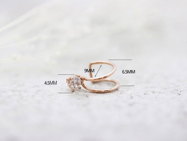 14K Gold Simple CZ Ear Cuff