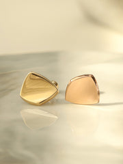 14K Gold Glossy Wavy Square Earring 20G18G16G