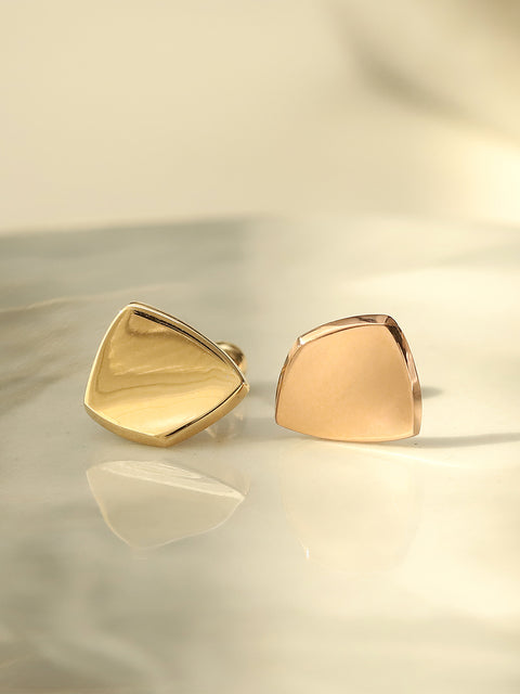 14K Gold Glossy Wavy Square Earring 20G18G16G