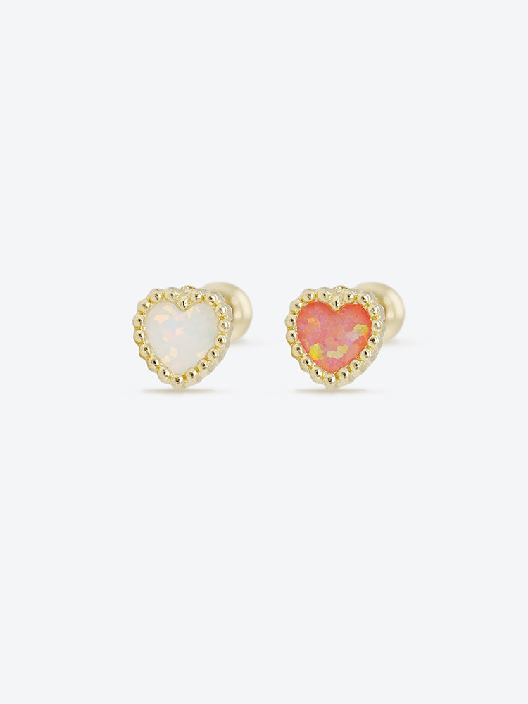 14K Solid Gold Bold Classic Antique Heart Cartilage Earring 20G