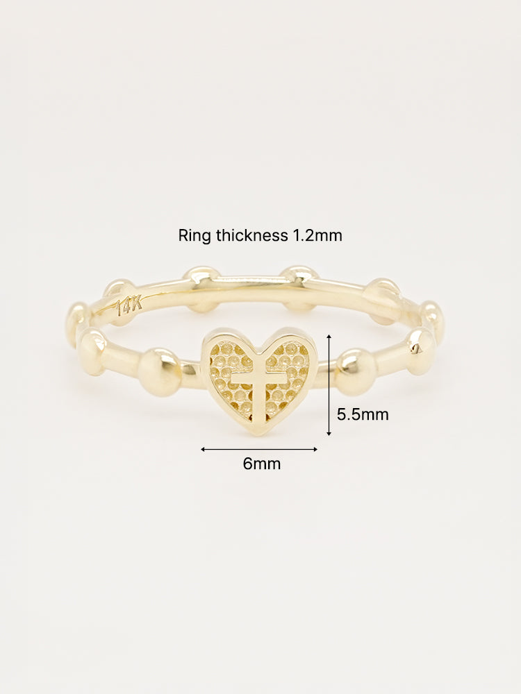 14K 18K Pray Heart Ring