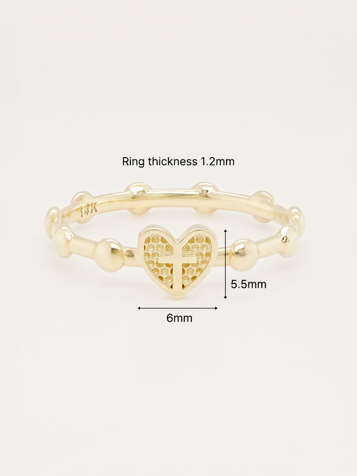 14K 18K Pray Heart Ring