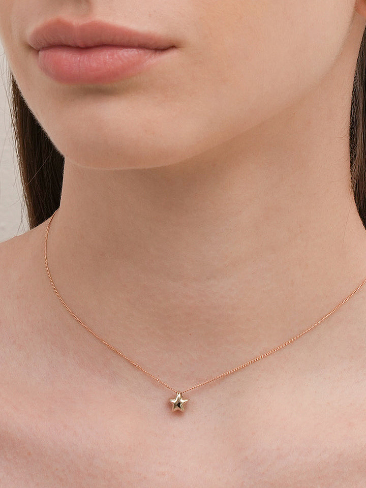 14K Solid Gold Star Golden Layer Necklace