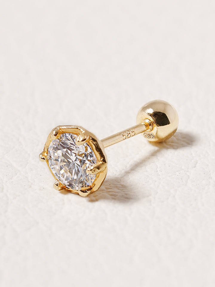 14K Solid Gold Lab Diamond Grace Cartilage Earring 20G18G16G