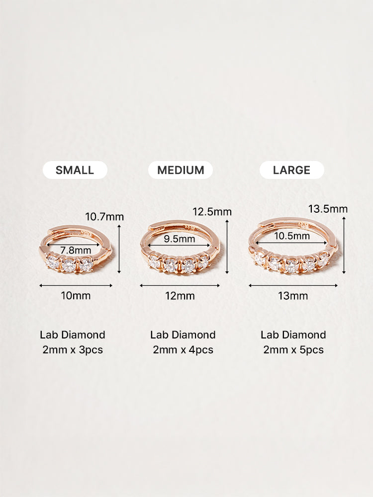 14K 18K Solid Gold Lab Diamond Layered Daily Cartilage Hoop Earring