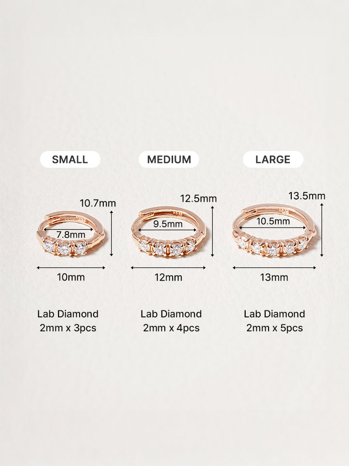 14K 18K Solid Gold Lab Diamond Layered Daily Cartilage Hoop Earring