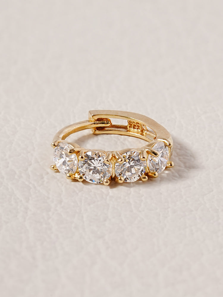 14K 18K Solid Gold Lab Diamond Mini Daily Cartilage Hoop Earring