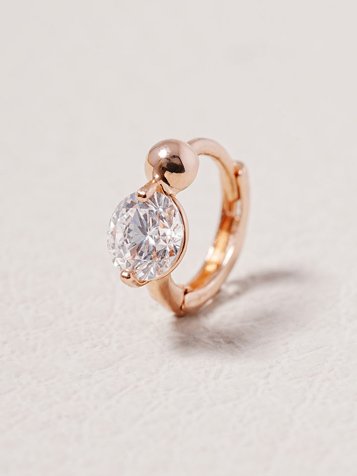 14K 18K Solid Gold Lab Diamond Mini Rediant Cartilage Hoop Earring