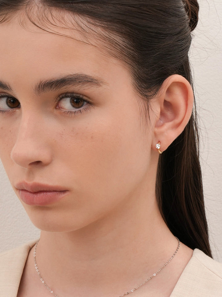 14K 18K Solid Gold Lab Diamond Mini Cartilage Hoop Earring