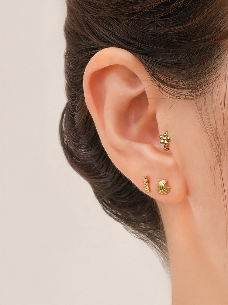 14K 18K Mini Flower Bloom Cartilage Hoop Earring
