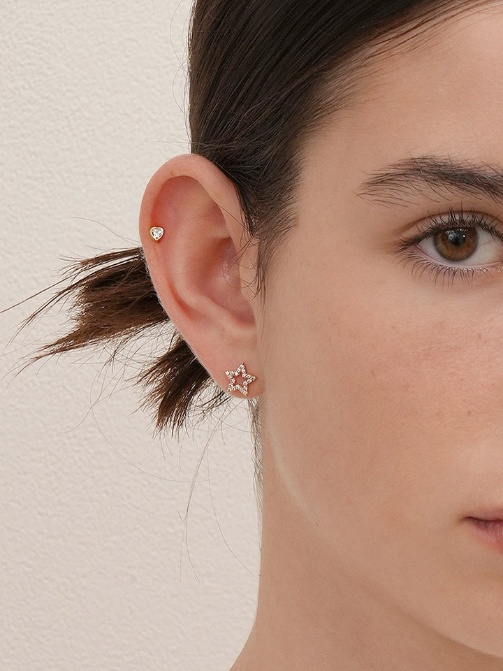 14K Gold Cubic Twinkle Star Cartilage Earring 18G16G