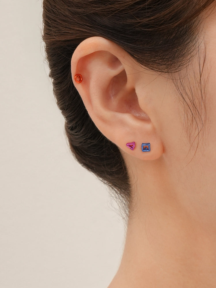 14K Gold Color Graphic Pop Shape Cartilage Earring 18G