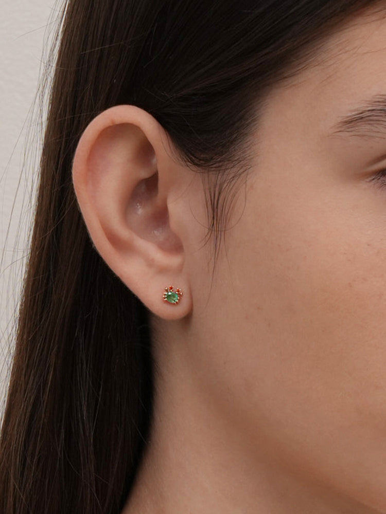 14K Gold Sapphire Sea Crab Cartilage Earring 18G