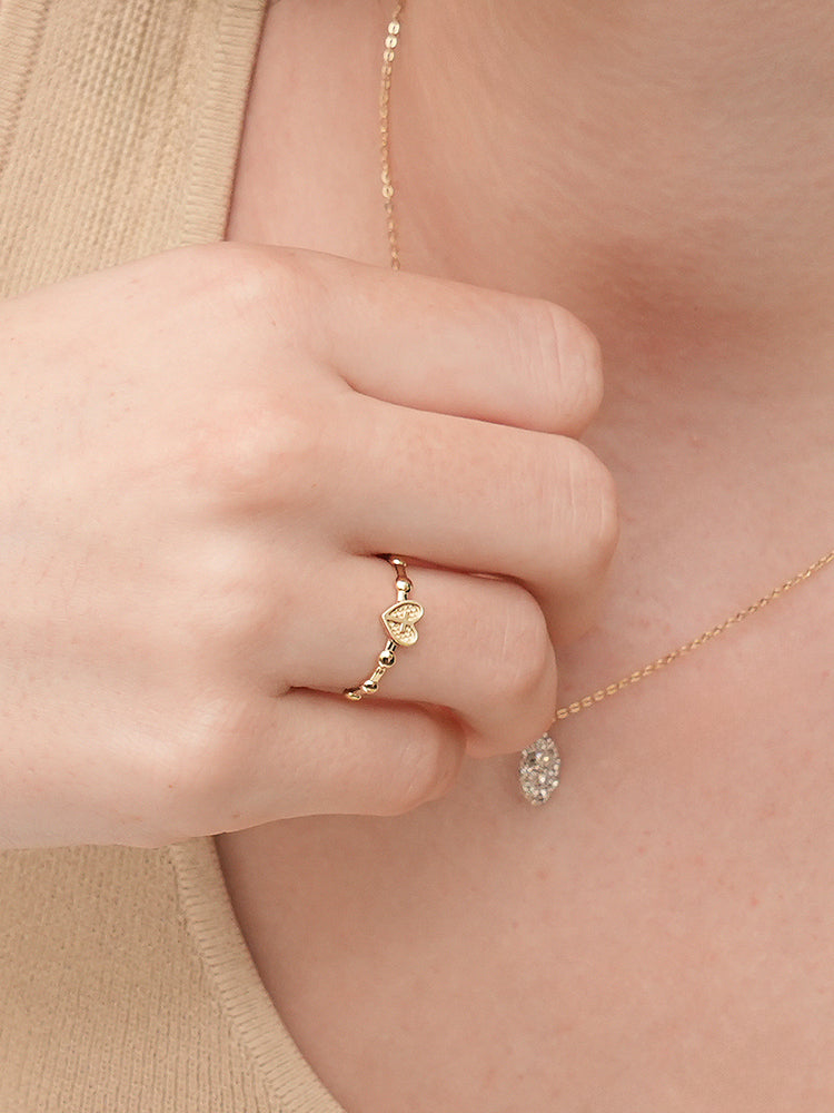 14K 18K Pray Heart Ring