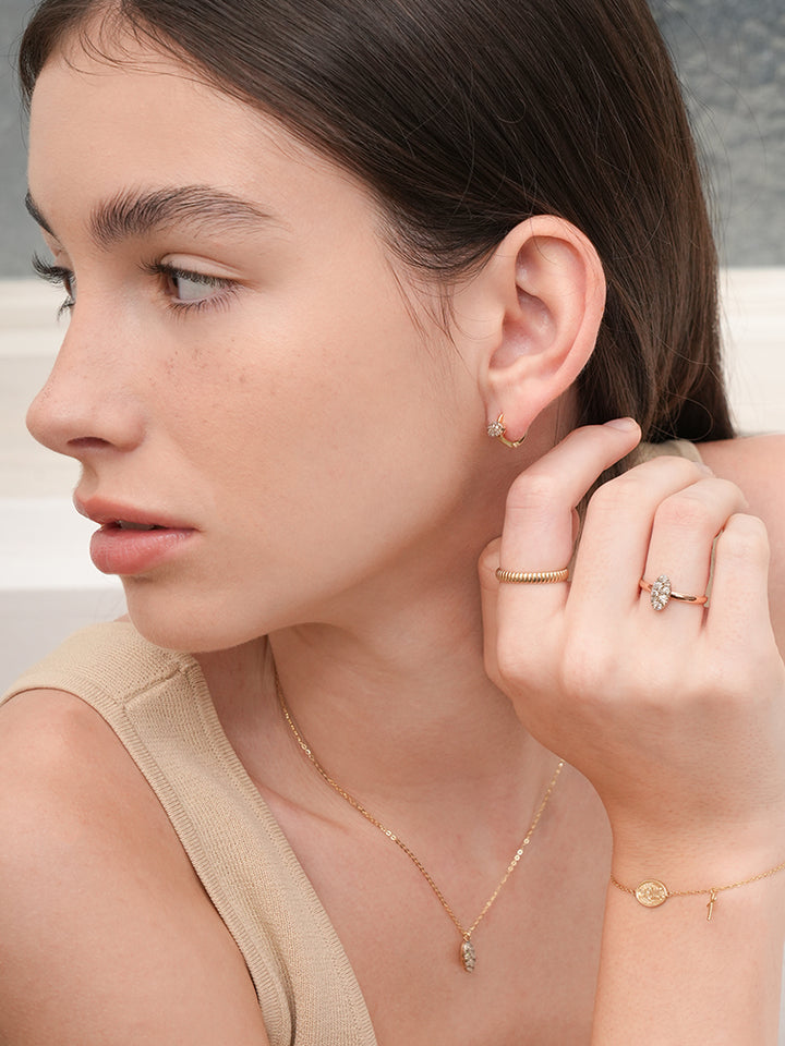 14K 18K Solid Gold Glitter Oval Diamond Necklace