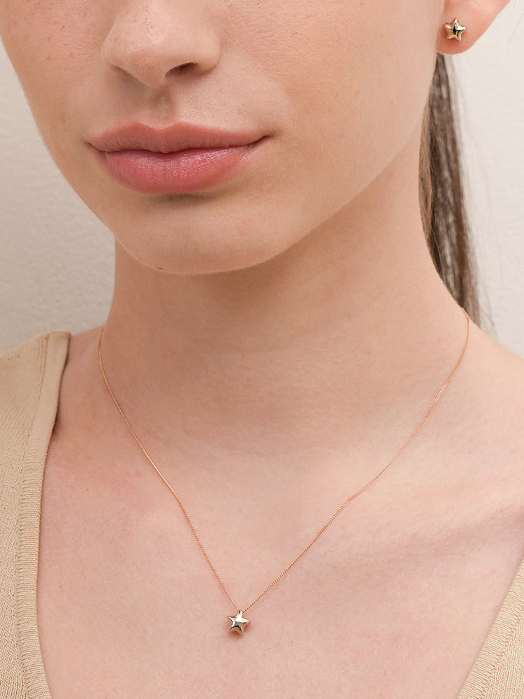 14K Solid Gold Star Golden Layer Necklace