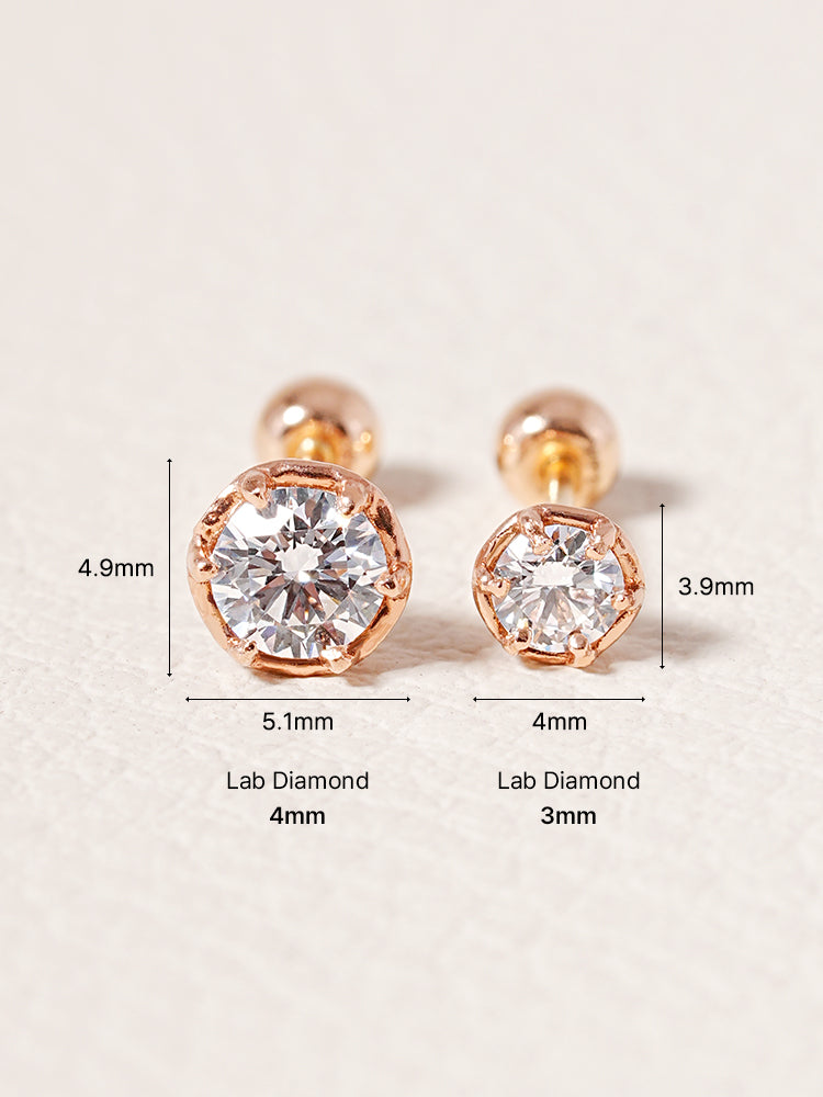 14K Solid Gold Lab Diamond Grace Cartilage Earring 20G18G16G