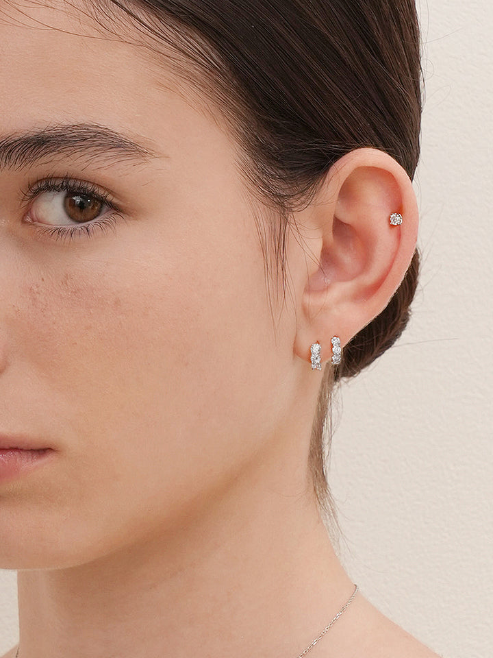 14K Solid Gold Lab Diamond Classic Square Cartilage Earring 20G18G16G