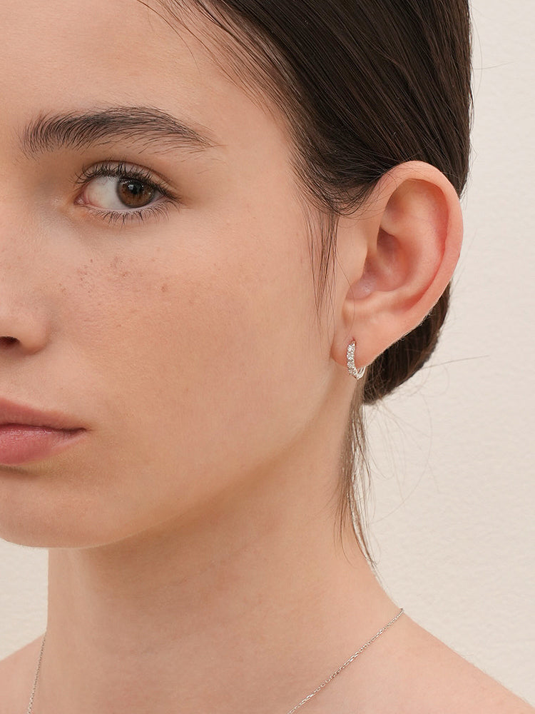 14K 18K Solid Gold Lab Diamond Layered Daily Cartilage Hoop Earring