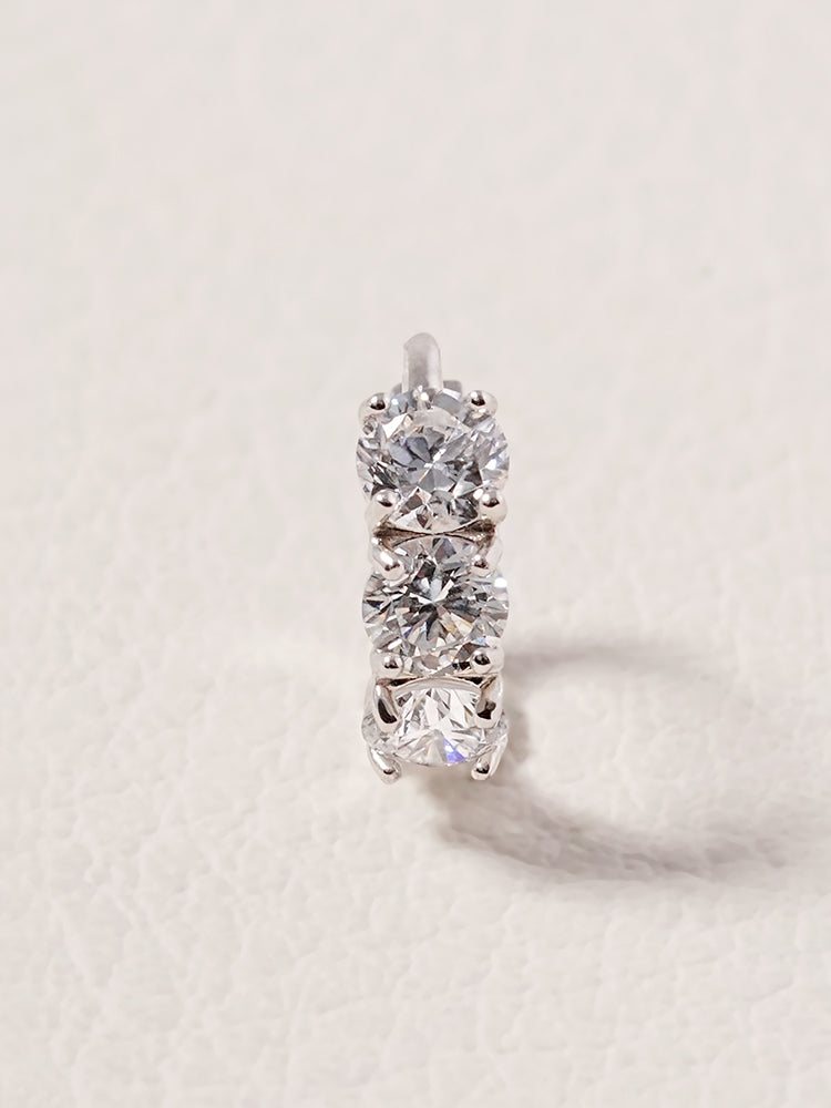 14K 18K Solid Gold Lab Diamond Mini Daily Cartilage Hoop Earring