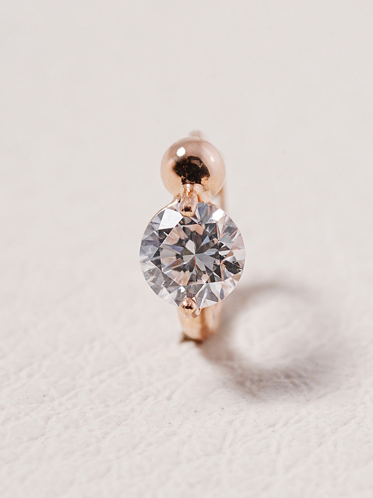 14K 18K Solid Gold Lab Diamond Mini Rediant Cartilage Hoop Earring