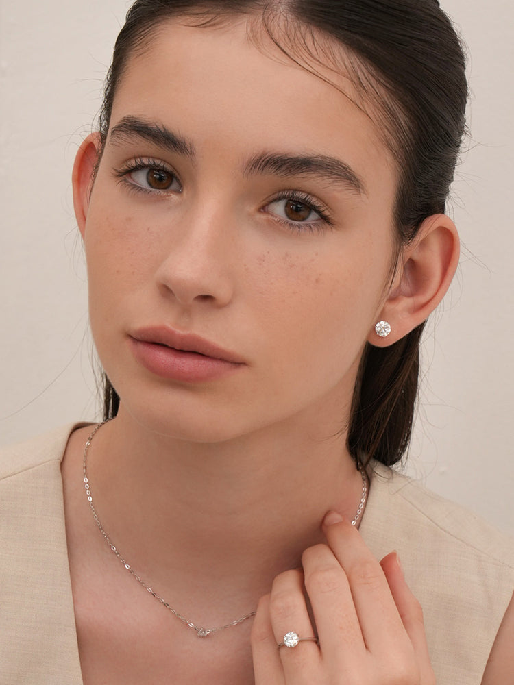 14K Solid Gold Lab Diamond Shine Classic Cartilage Earring 20G