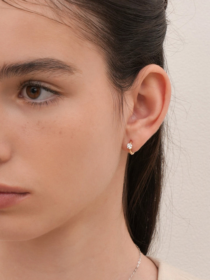 14K 18K Solid Gold Lab Diamond Mini Cartilage Hoop Earring