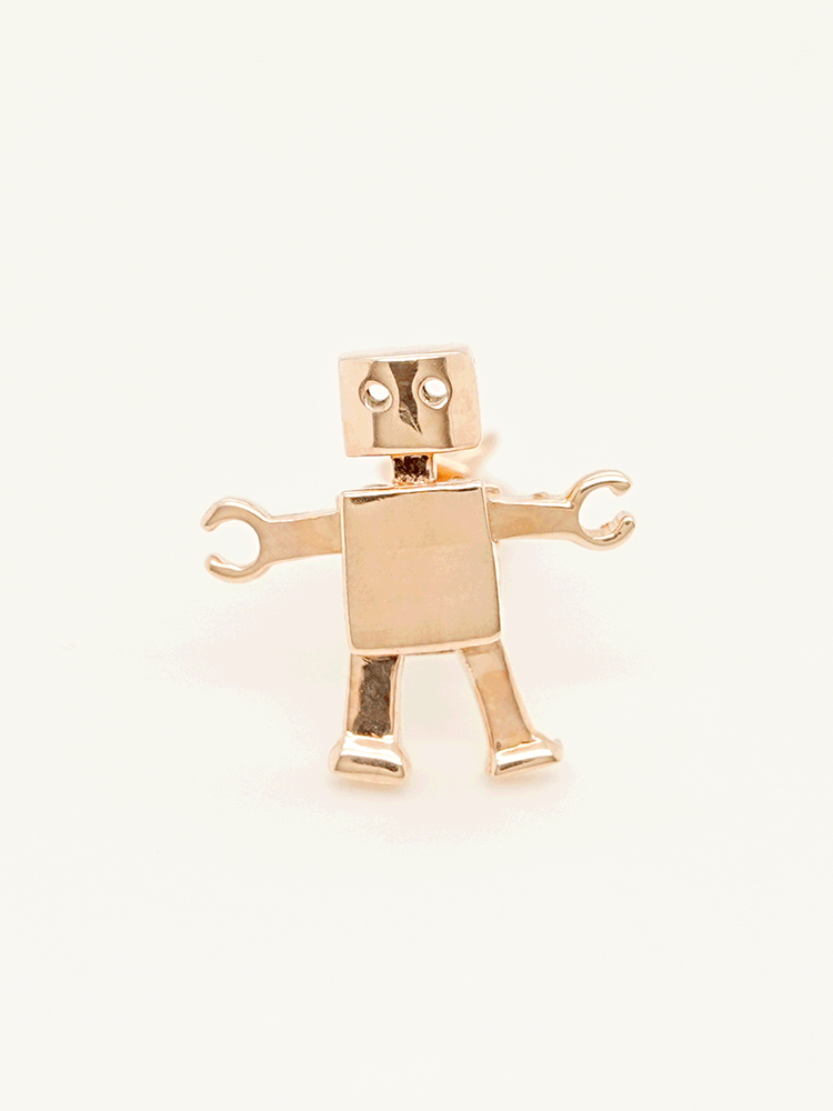 14K Gold Little Joint Robot Cartilage Earring 18G16G