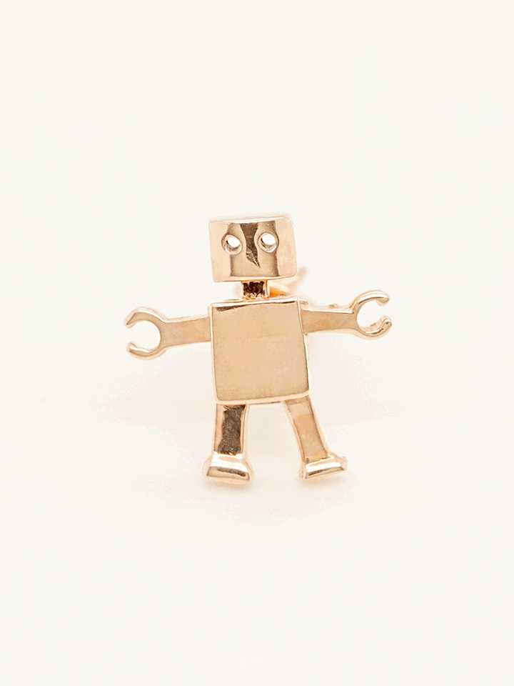 14K Gold Little Joint Robot Cartilage Earring 18G16G