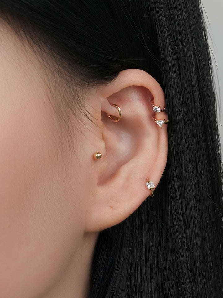 14K Solid Gold Mini Point Cubic Cartilage Hoop Earring