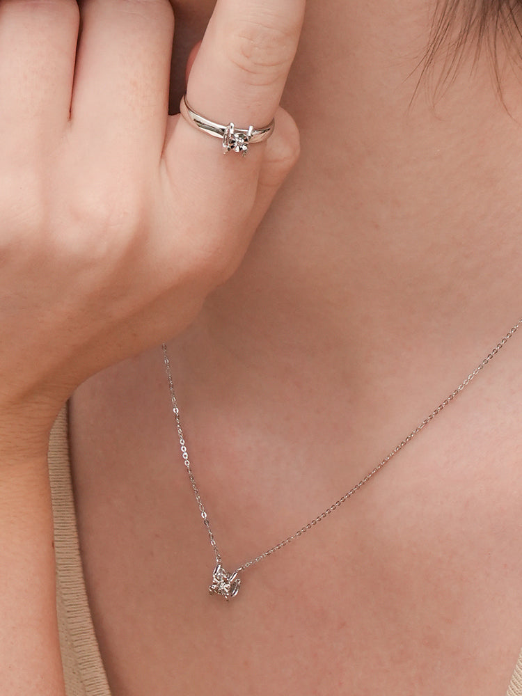 14K 18K Solid Gold Platinum Frame Diamond Ring