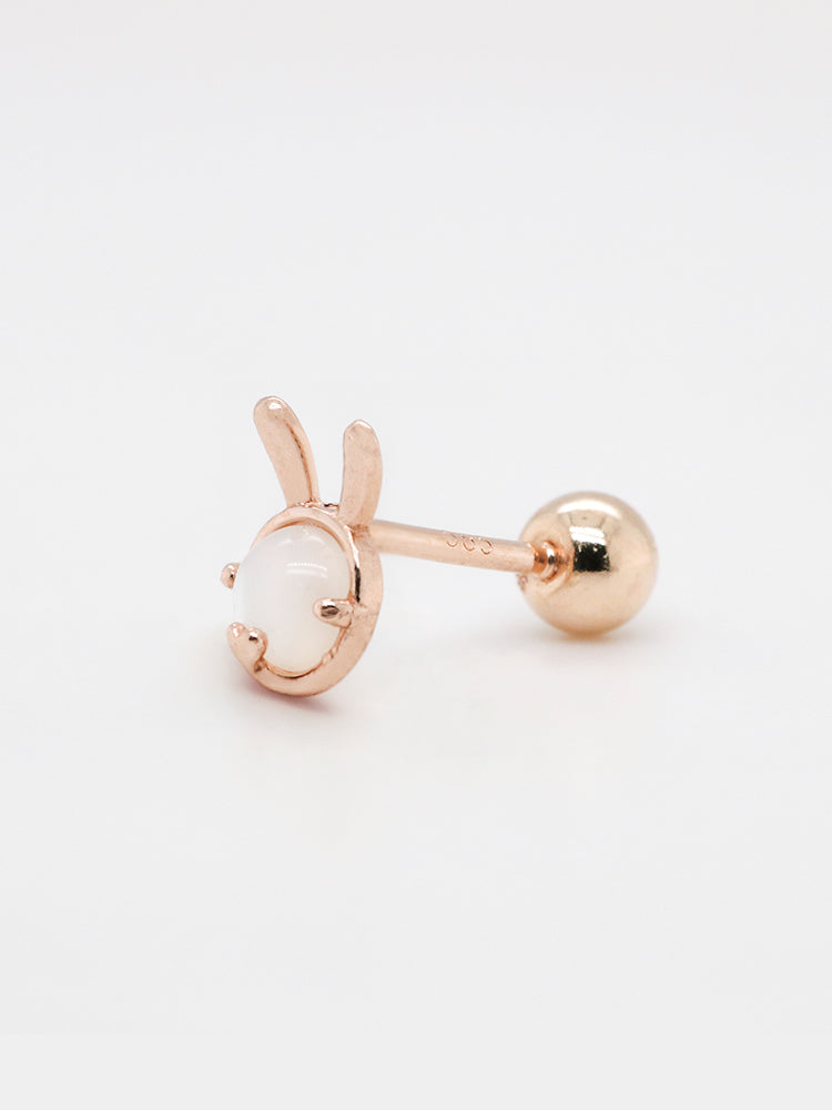 14K Solid Gold Bunny Bunny Carrot Rabbit Cartilage Earring 20G