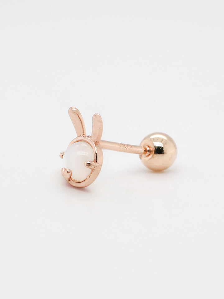 14K Solid Gold Bunny Bunny Carrot Rabbit Cartilage Earring 20G