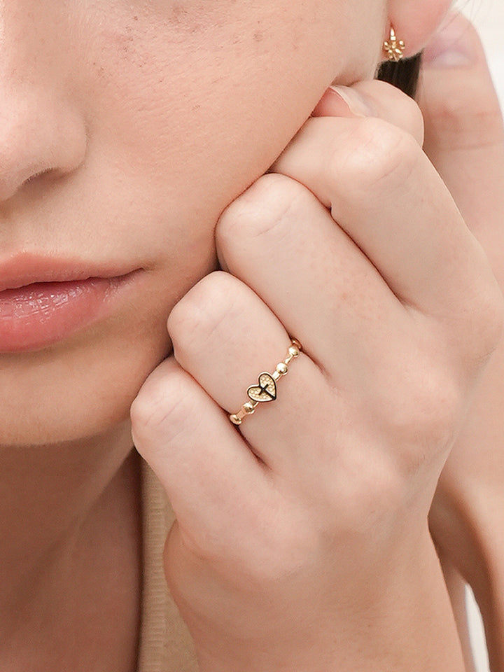 14K 18K Pray Heart Ring