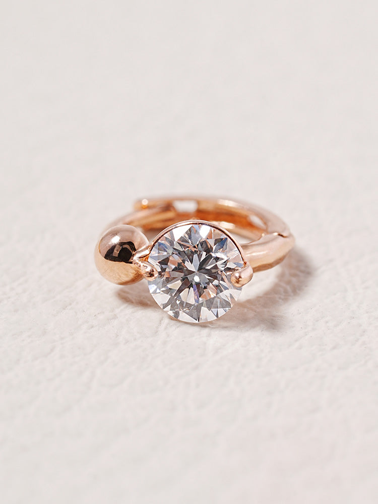 14K 18K Solid Gold Lab Diamond Mini Rediant Cartilage Hoop Earring