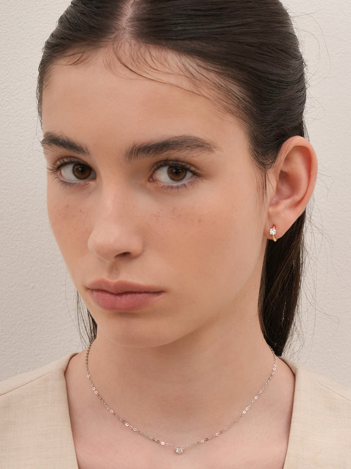 14K 18K Solid Gold Lab Diamond Mini Cartilage Hoop Earring