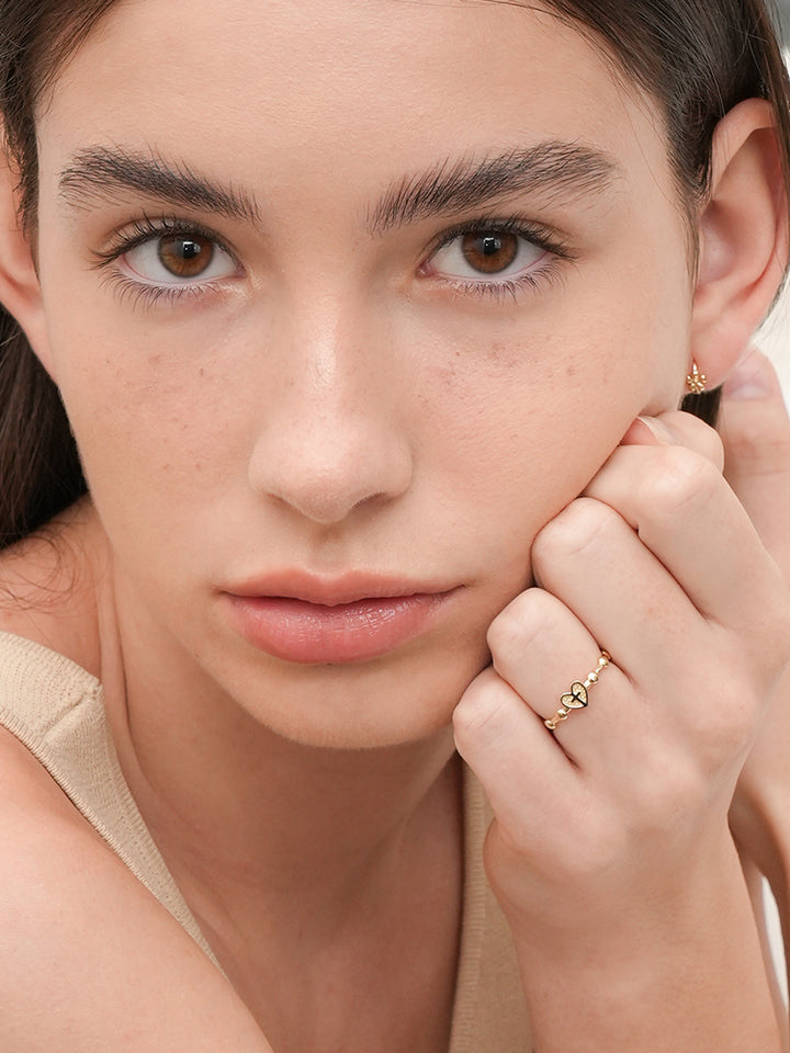 14K 18K Pray Heart Ring