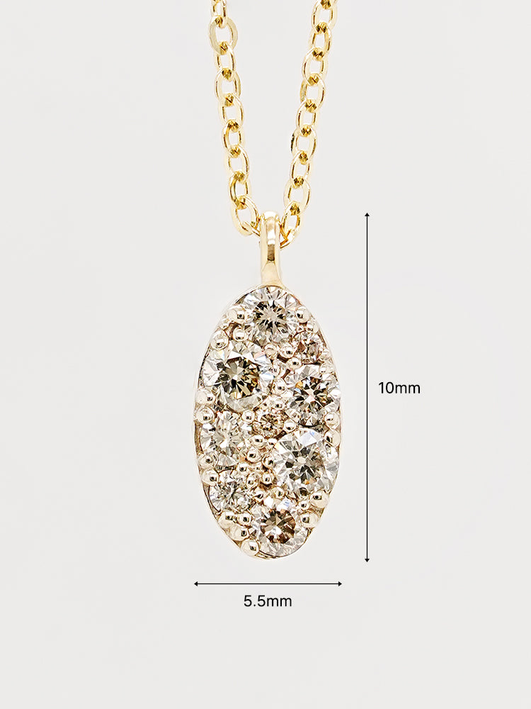 14K 18K Solid Gold Glitter Oval Diamond Necklace